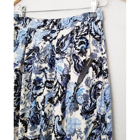 Free People Intimately High Waist Wide Leg Paisley Floral Palazzo Pants Blue XS - Picture 8 of 16